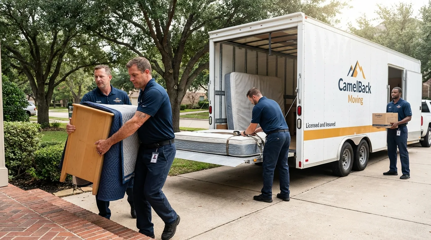 Crew loading residential truck for cross-state move from Litchfield, MN