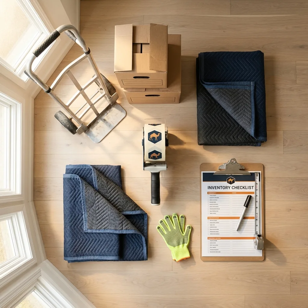 Professional moving supplies and packing materials layout for Litchfield residential relocations